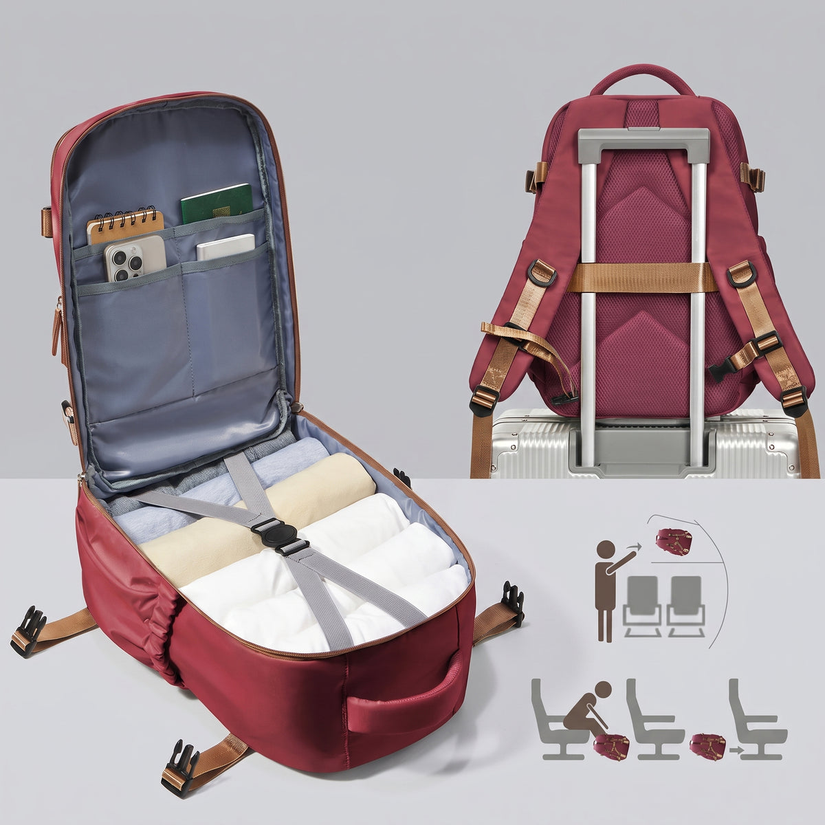 Sac à Dos de Voyage en Cabine 40x30x20 Noir – vue 2 – Yokabag