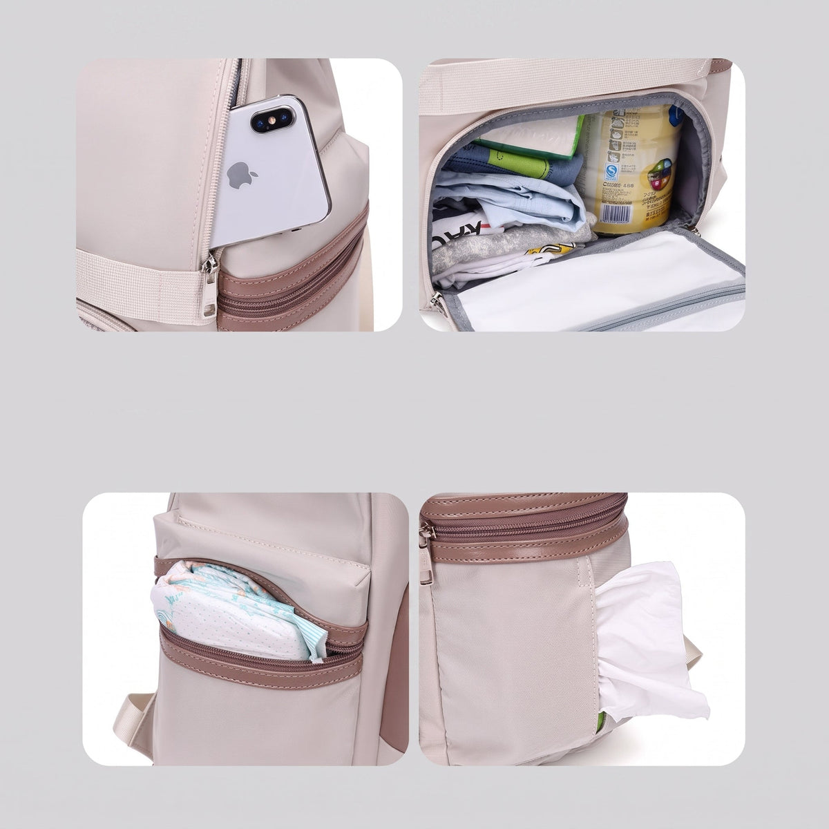 Sac à Dos à Langer Voyager Gris – vue 3 – Yokabag