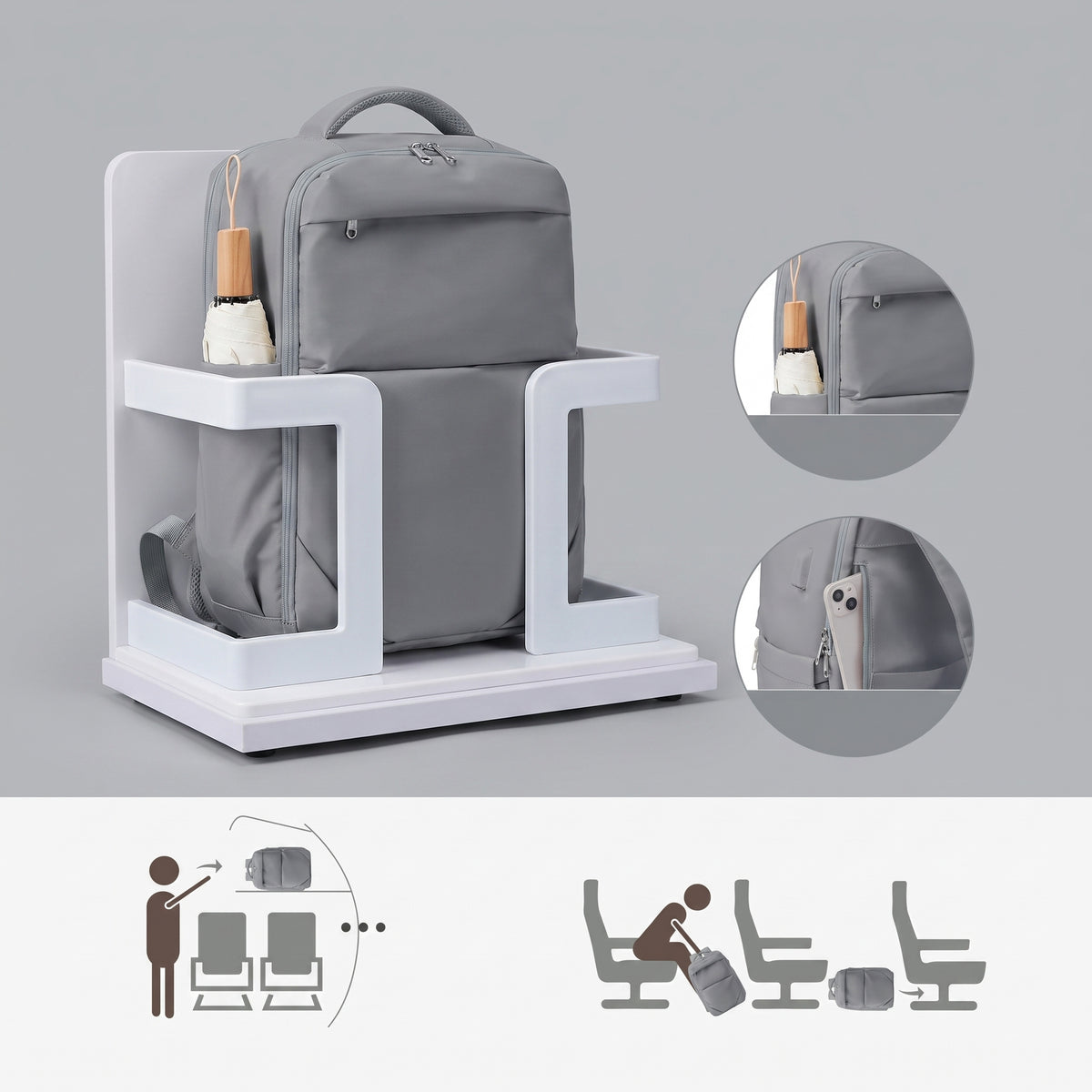 Sac à Dos Avion 40x20x25 - Voyager de manière Beige – vue 2 – Yokabag