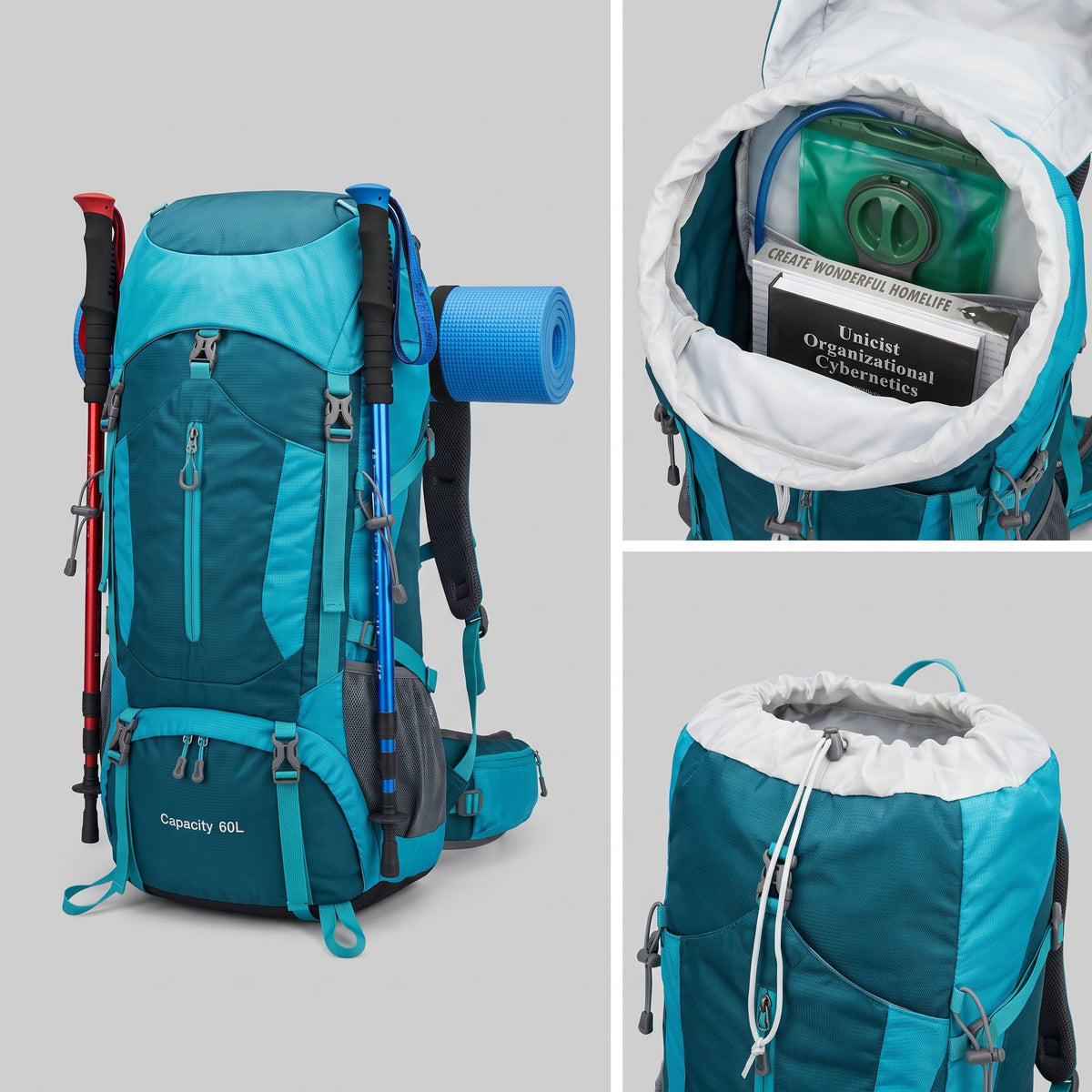 Sac à Dos Journey 50L Turquoise – vue 5 – Yokabag