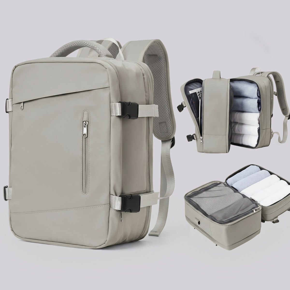 Sac à Dos de Voyage Cabine Avion 40x20x25 Beige – vue 3 – Yokabag