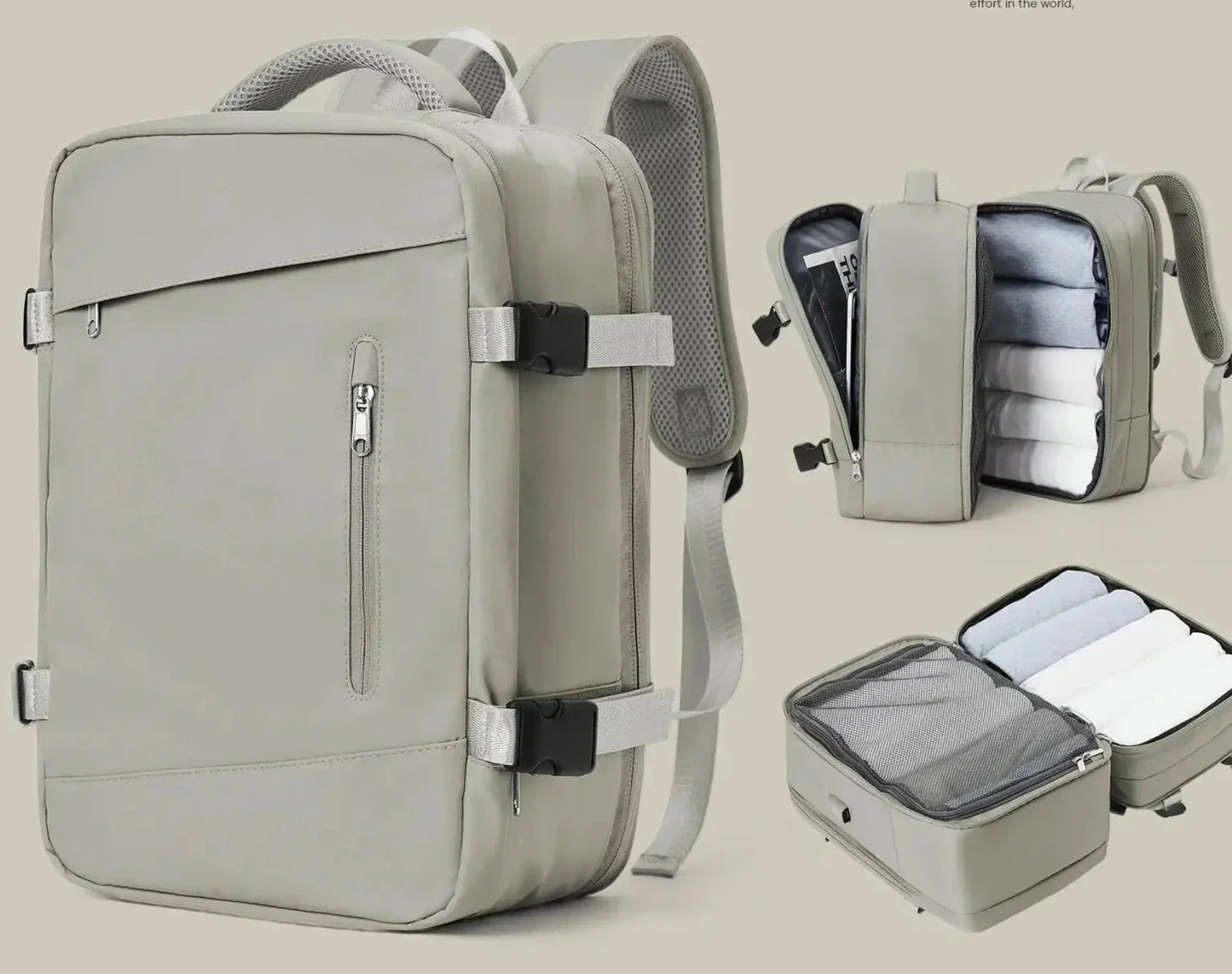 Sac à Dos de Voyage Cabine Avion 40x20x25 Beige – vue 3 – Yokabag