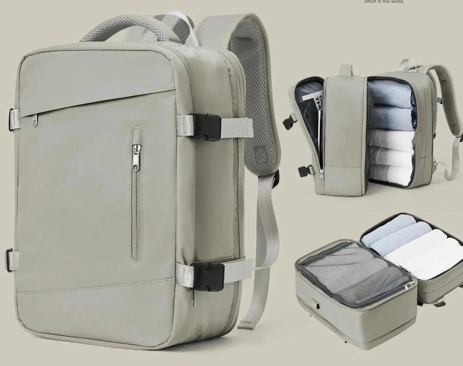 Sac à Dos de Voyage Cabine Avion 40x20x25 Beige – vue 3 – Yokabag