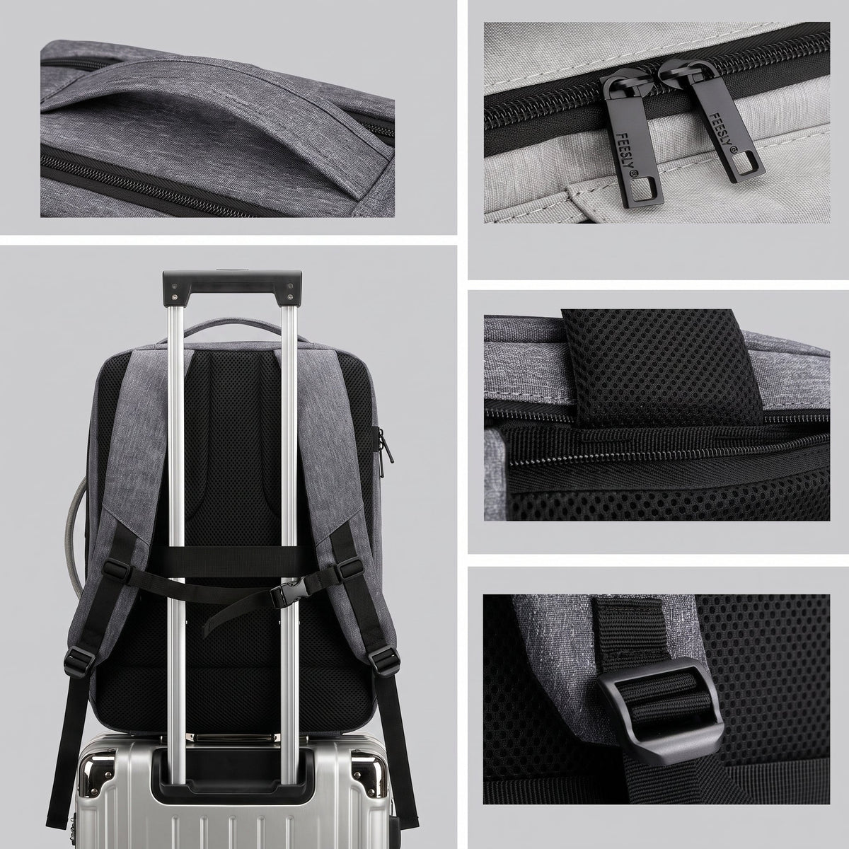 Sac à Dos Cabine pour les Week-Ends Aventure (Extensible) Noir – vue 2 – Yokabag