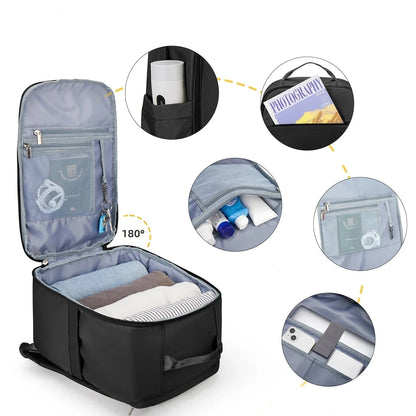 Sac à Dos de Voyage Cabine Pratique (45x36x20 & 40x20x25) Noir – vue 3 – Yokabag