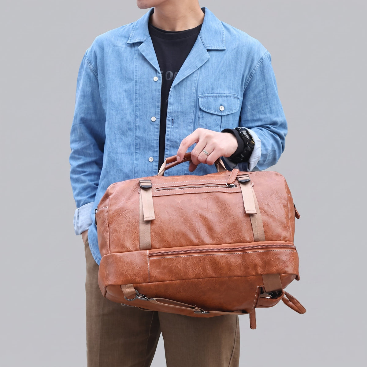 Sac à Dos Convertible Homme Explorer Vintage Noir – vue 2 – Yokabag