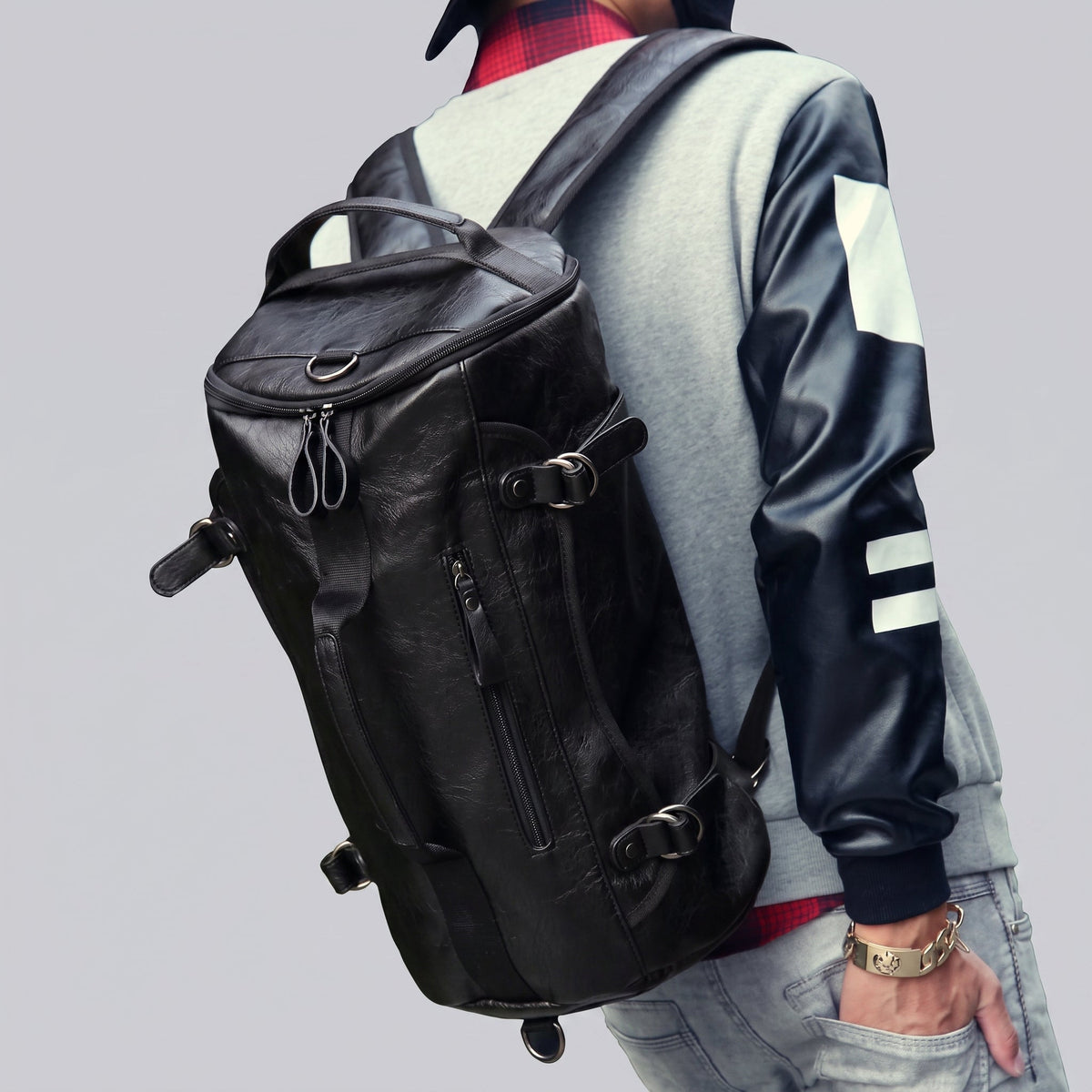 Sac à Dos de Voyage Vintage Noir - Road Trip Collection – vue 2 – Yokabag