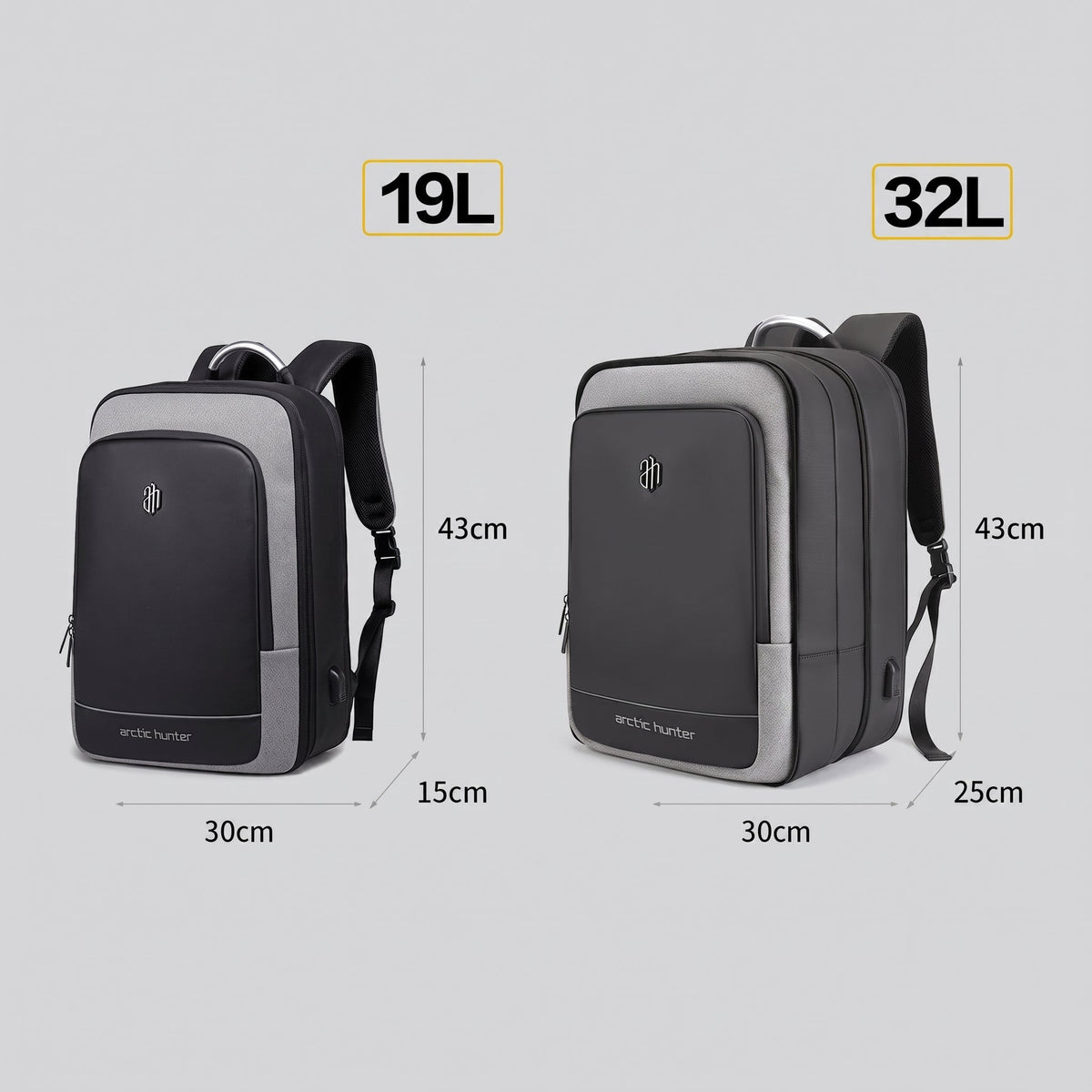 Sac à Dos Extensible Cabine Avion (USB) Voyage Gris – vue 3 – Yokabag