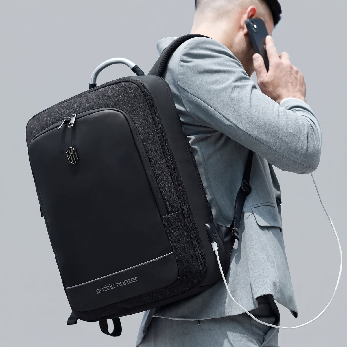 Sac à Dos Extensible Cabine Avion (USB) Voyage Anthracite – vue 2 – Yokabag