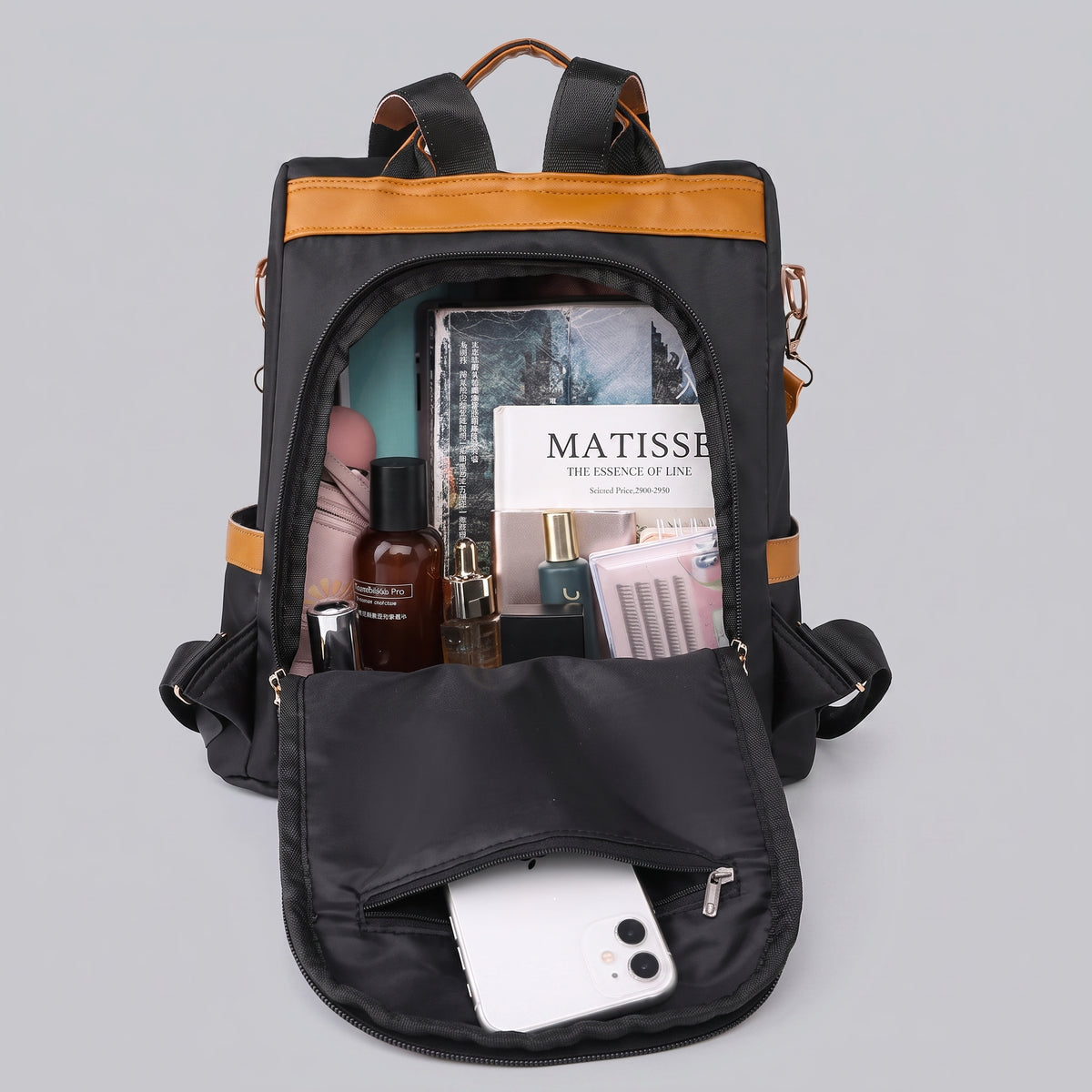 Sac à Dos Femme avec Fermeture arrière voyages Marron – vue 2 – Yokabag
