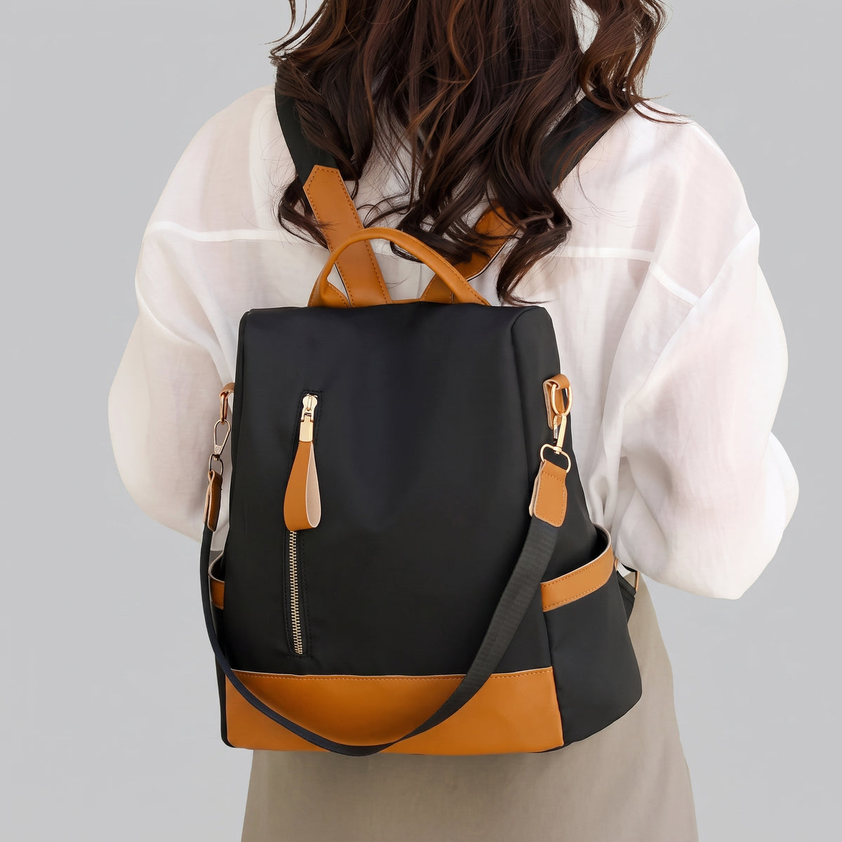 Sac à Dos Femme avec Fermeture arrière voyages Gris – vue 3 – Yokabag