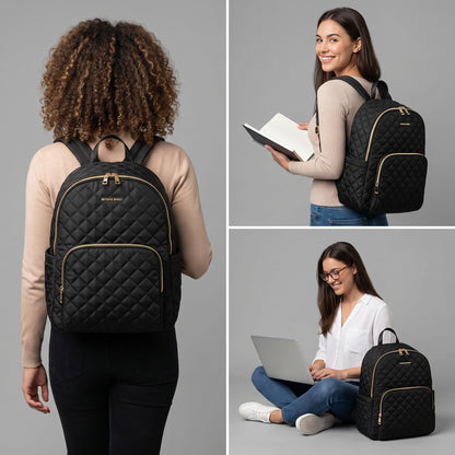 Sac à Dos Femme Voyage Travail Ordinateur 15.6 Pouces Rose – vue 2 – Yokabag