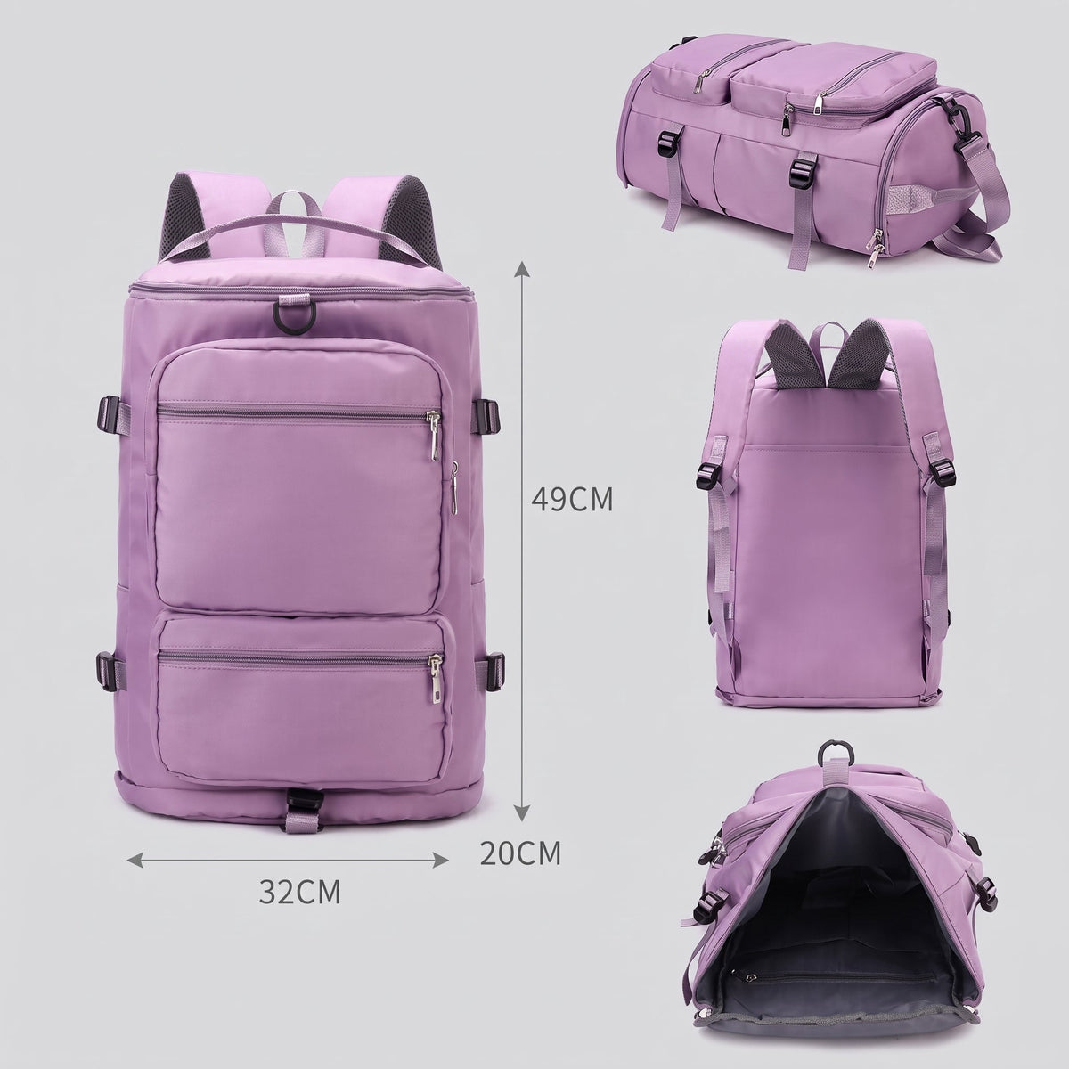 Sac à Dos Femme de Voyage pour Avion en Cabine - Style Sport Noir – vue 3 – Yokabag