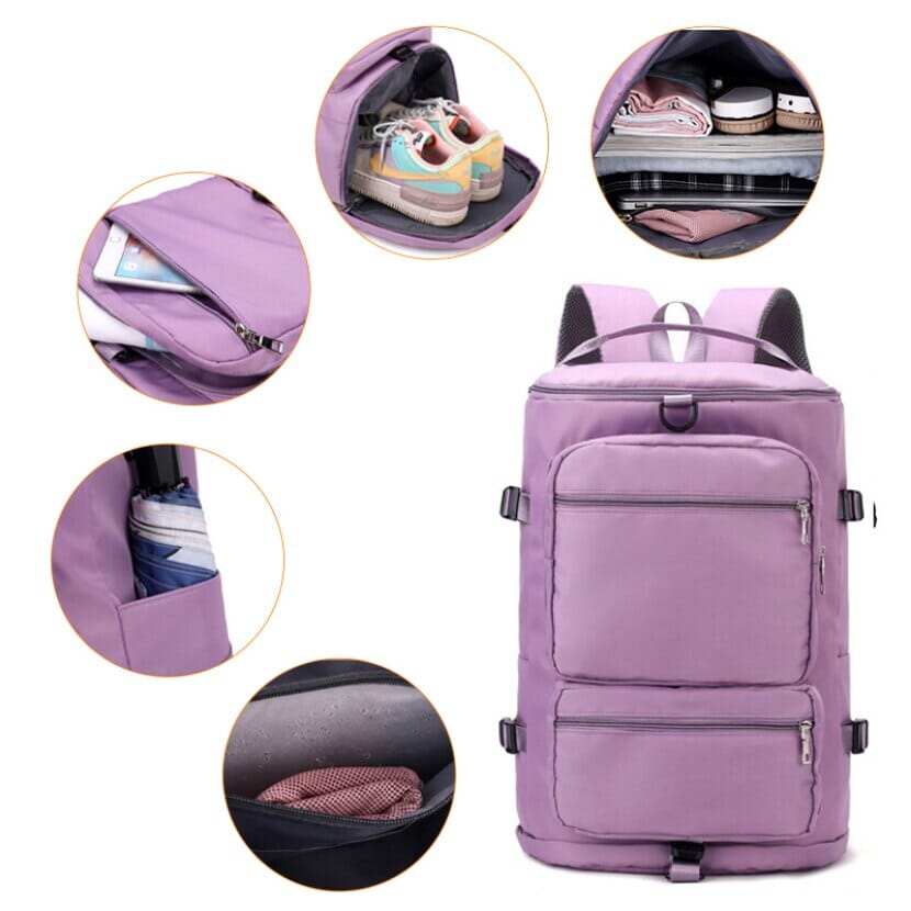 Sac à Dos Femme de Voyage pour Avion en Cabine - Style Sport Rose – vue 2 – Yokabag