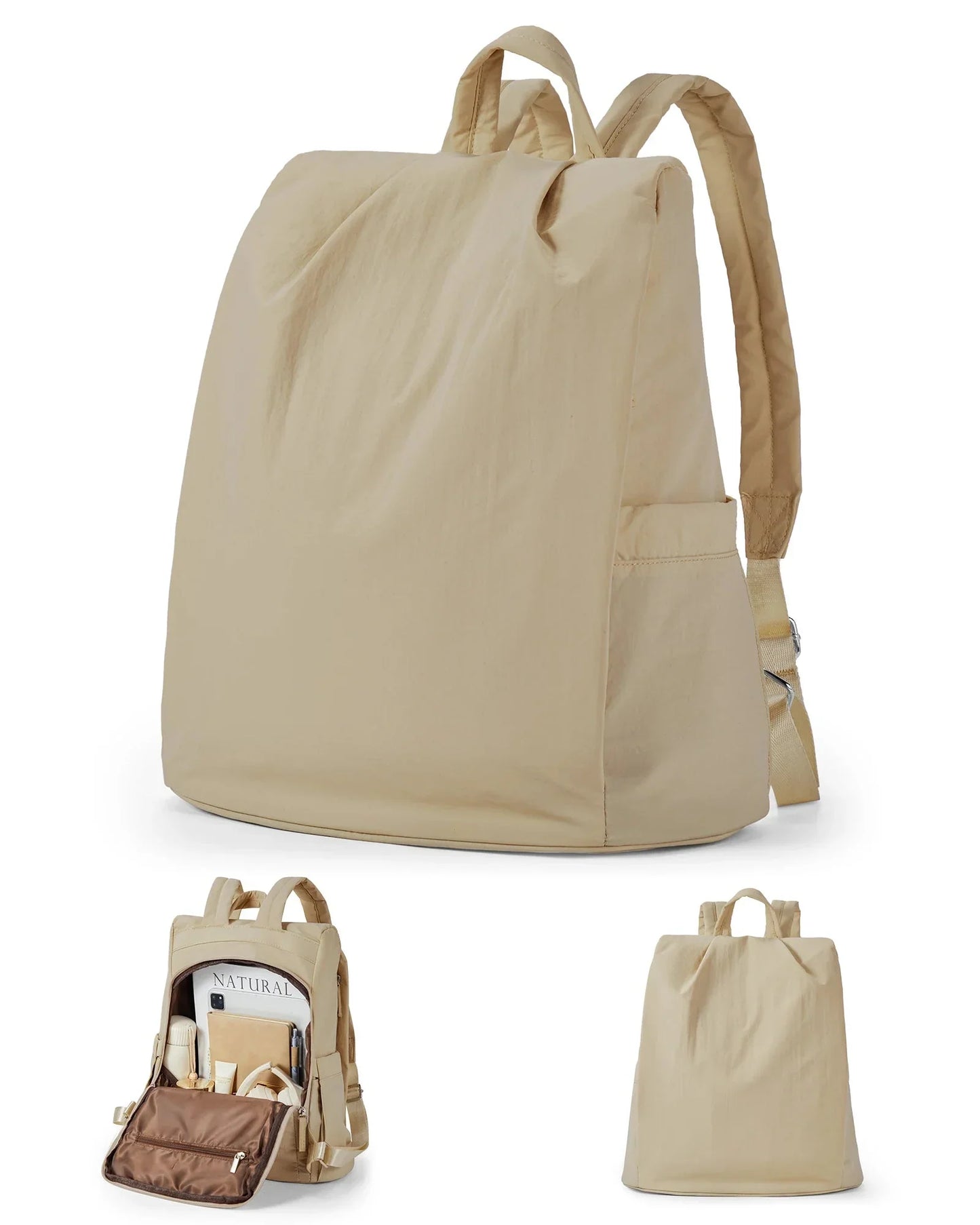 Sac à Dos Femme à Fermeture Dorsale Marron – vue 2 – Yokabag