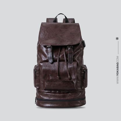 Sac à Dos Vintage Homme - Compartiment Chaussures & USB Noir – vue 2 – Yokabag