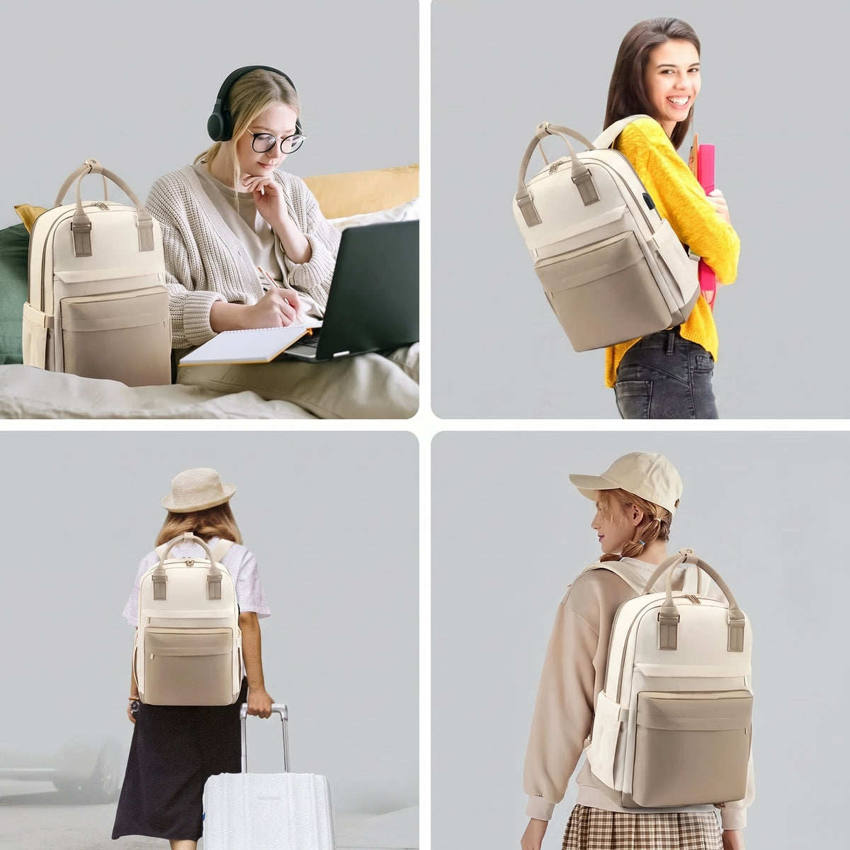 Sac à Dos Voyage pour Ordinateur Femme (16 Pouces) Noir – vue 2 – Yokabag
