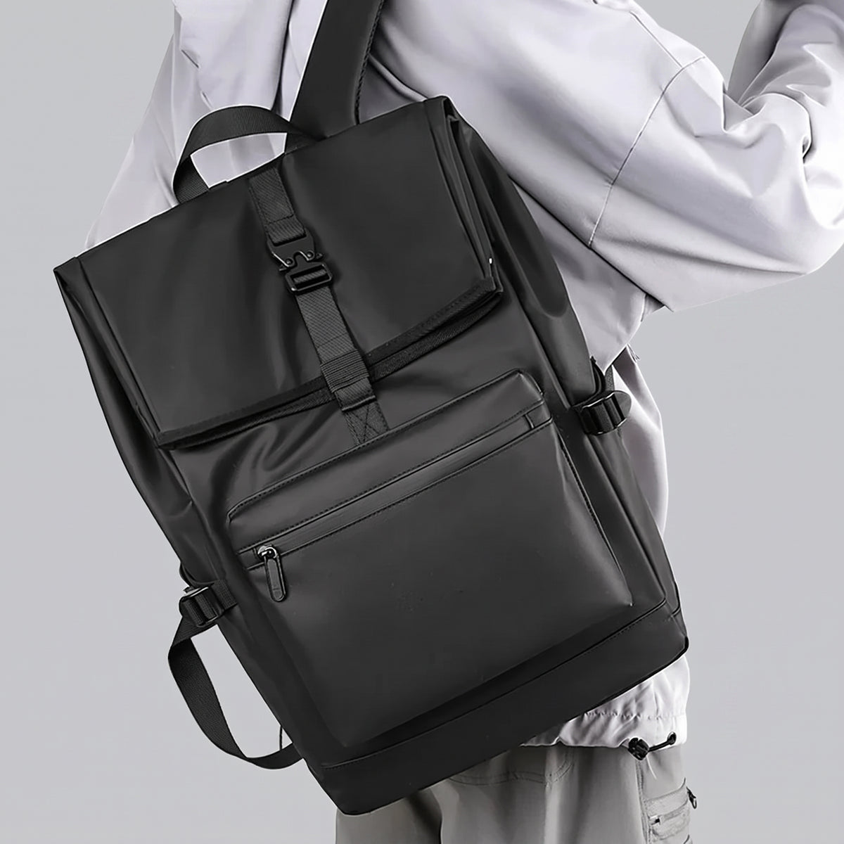 Sac à Dos Voyage pour Ordinateur 17 Pouces Homme Imperméable Gris – vue 3 – Yokabag