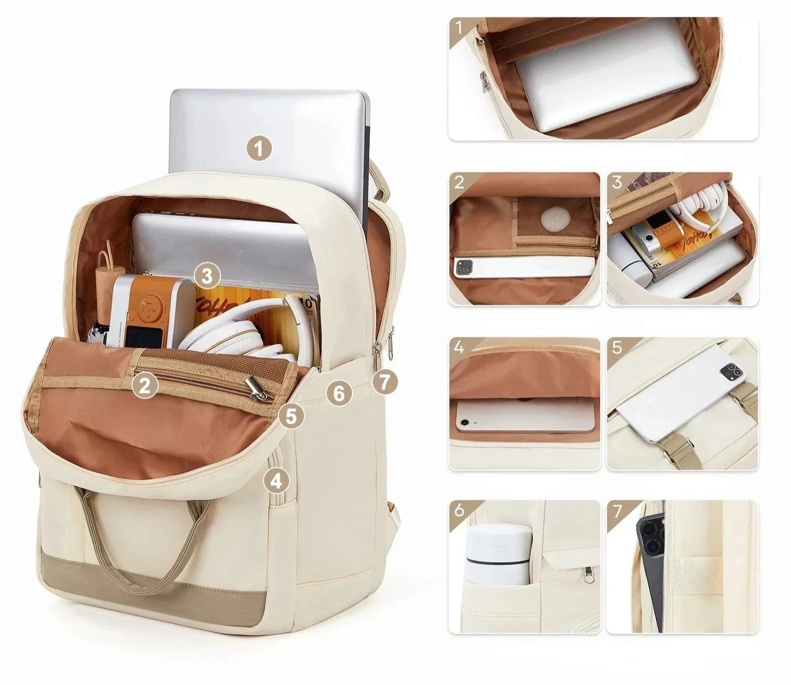 Sac à Dos Ordinateur Femme pour Voyager (15.6 Pouces) Noir – vue 3 – Yokabag