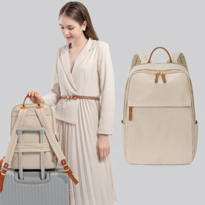 Sac à Dos Ordinateur Femme - pour Voyages (14/16 Pouces) Beige – vue 2 – Yokabag