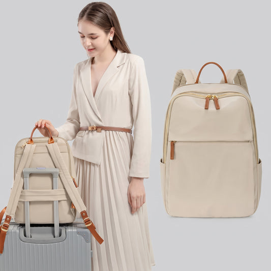Sac à Dos Ordinateur Femme - pour Voyages (14/16 Pouces) Beige – vue 2 – Yokabag