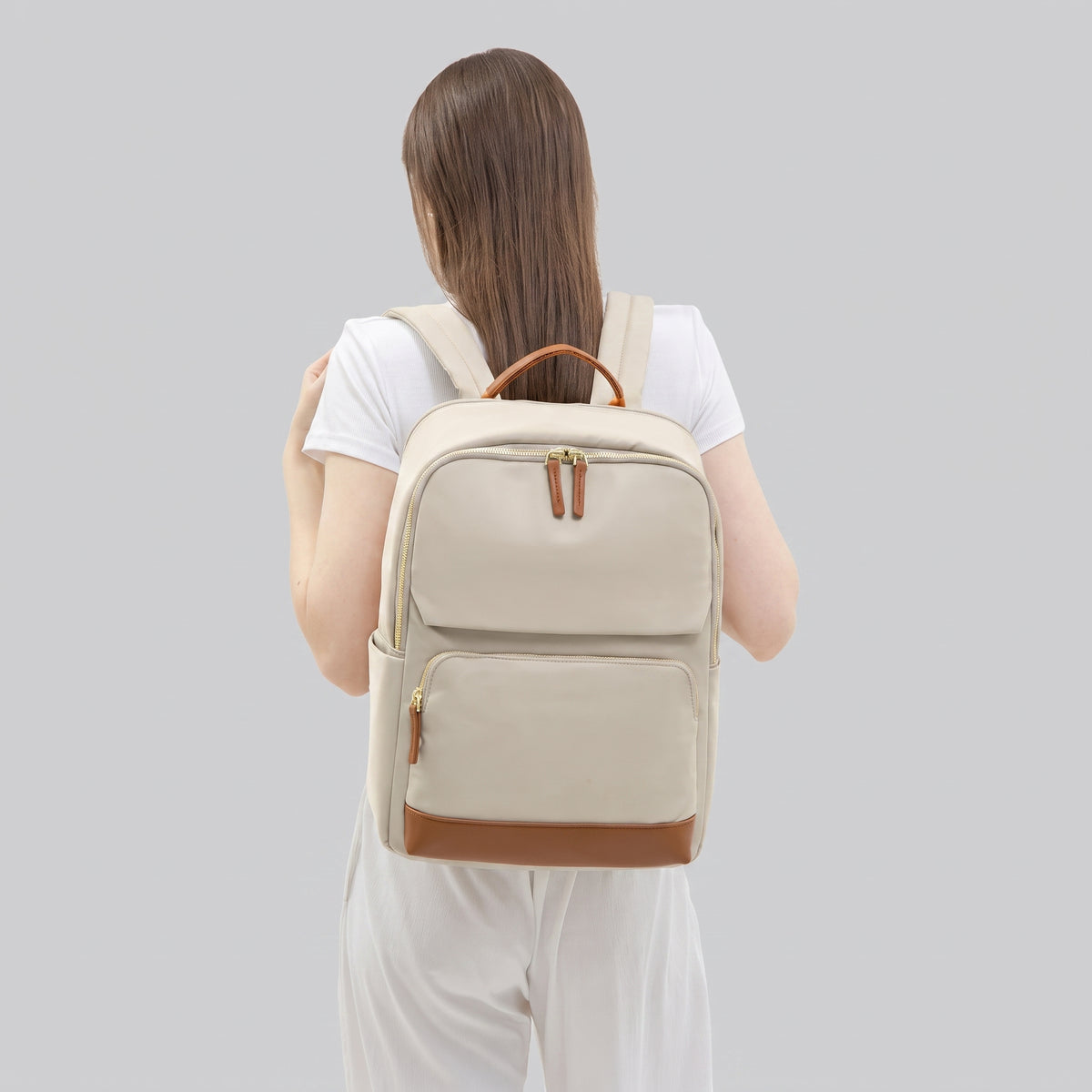 Sac à Dos Ordinateur Femme - Pour Voyager (15.6 Pouces) Gris – vue 3 – Yokabag