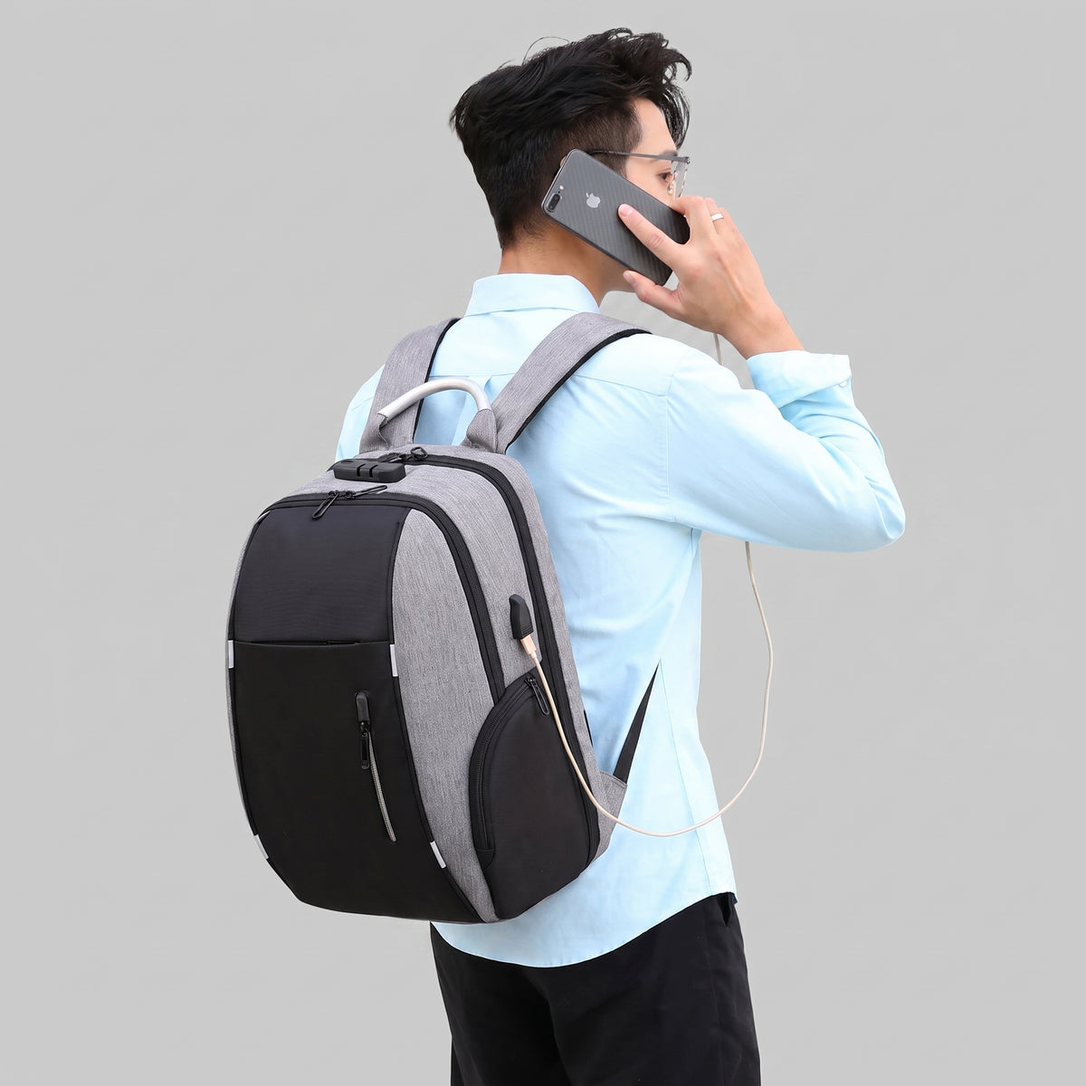 Sac à Dos Ordinateur Homme Sécurisé (15.6) voyages Noir – vue 2 – Yokabag