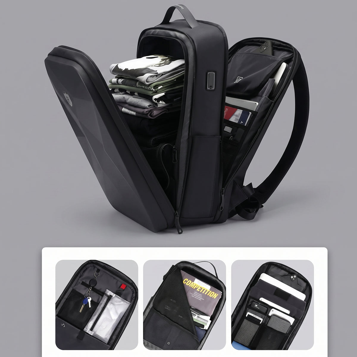 Sac à Dos Voyager Rigide - Sécurisé (USB) – vue 7 – Yokabag