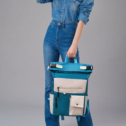 Sac à Dos Roll Top pour Voyageuses Bleu Marine – vue 2 – Yokabag