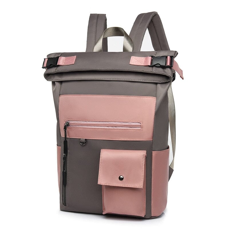Sac à Dos Roll Top pour Voyageuses Rose – vue 3 – Yokabag