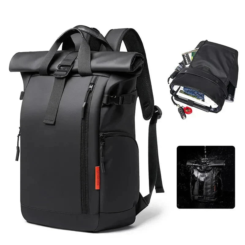 Sac à Dos Roll Top Voyage Imperméable Marron – vue 3 – Yokabag