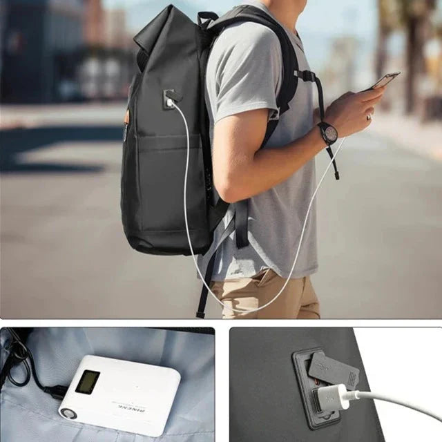 Sac à Dos Roll Top Imperméable USB Explorer – vue 6 – Yokabag
