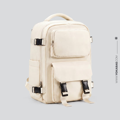 Sac à Dos de Voyage pour Cabine Avion (45x36x20 & 40x20x25) Beige – vue 6 – Yokabag