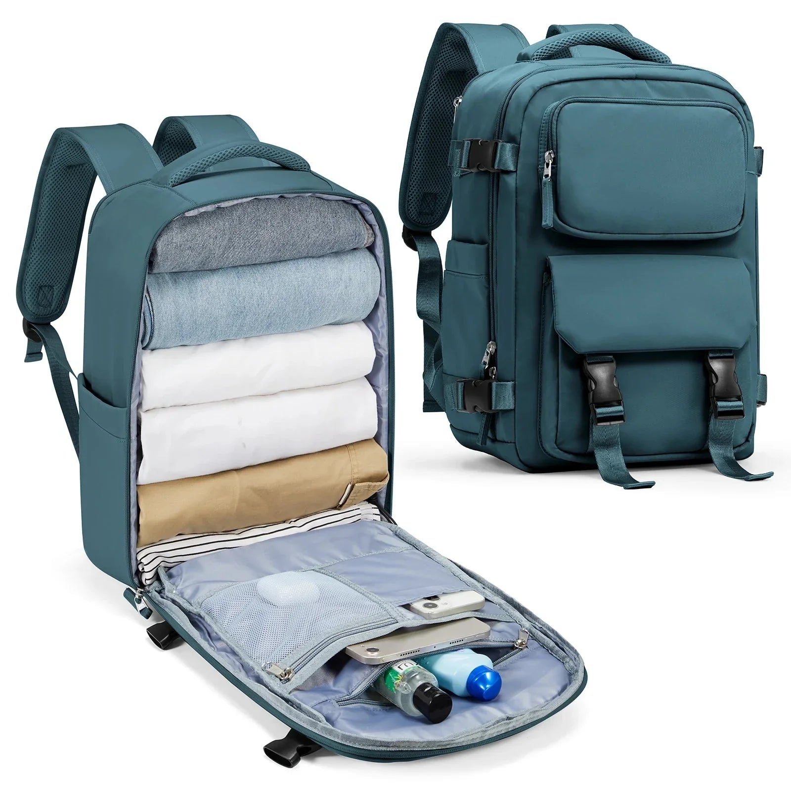 Sac à Dos de Voyage pour Cabine Avion (45x36x20 & 40x20x25) Bleu – vue 9 – Yokabag