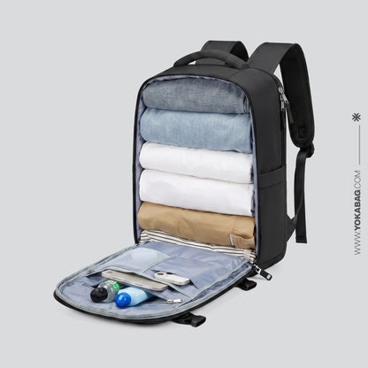 Sac à Dos de Voyage pour Cabine Avion (45x36x20 & 40x20x25) Beige – vue 5 – Yokabag