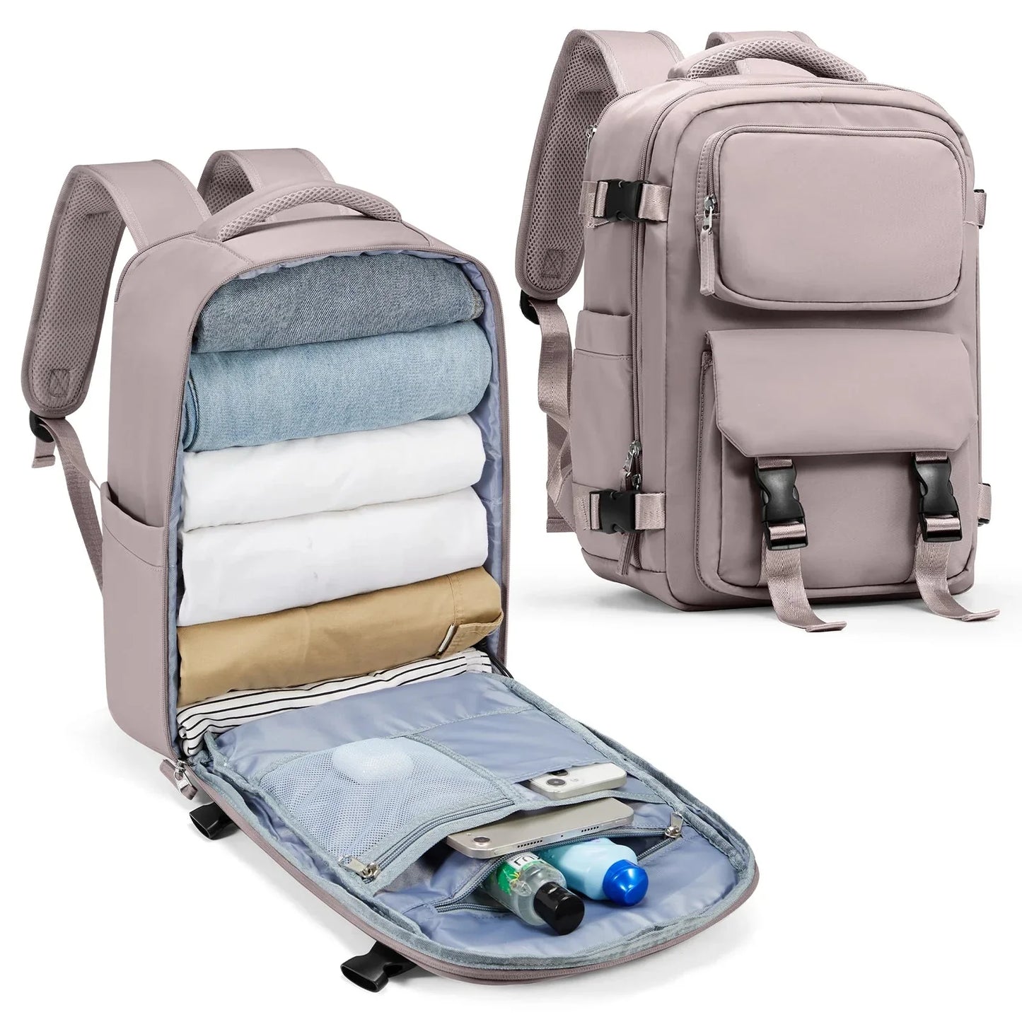 Sac à Dos de Voyage pour Cabine Avion (45x36x20 & 40x20x25) Gris – vue 8 – Yokabag