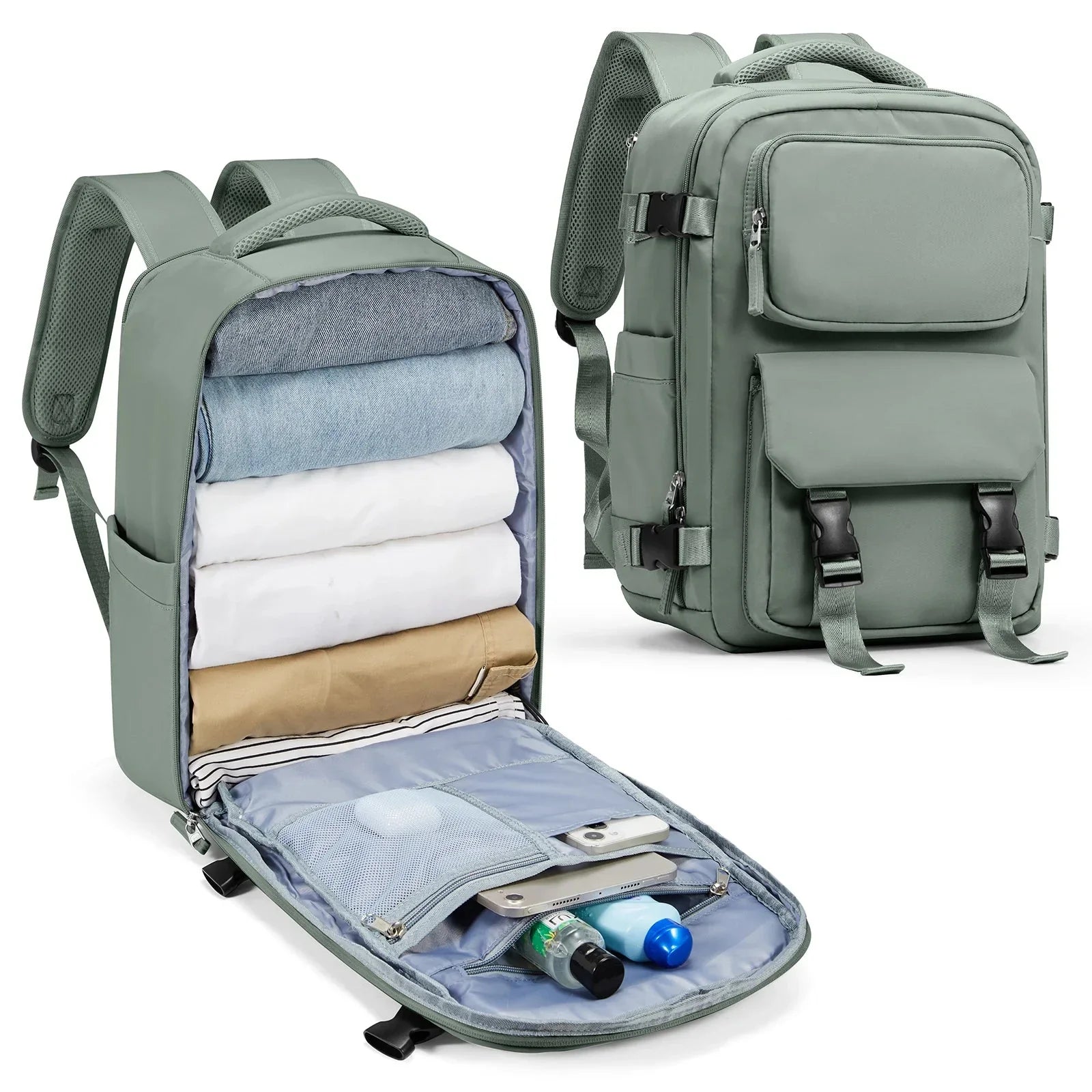Sac à Dos de Voyage pour Cabine Avion (45x36x20 & 40x20x25) Bleu – vue 10 – Yokabag