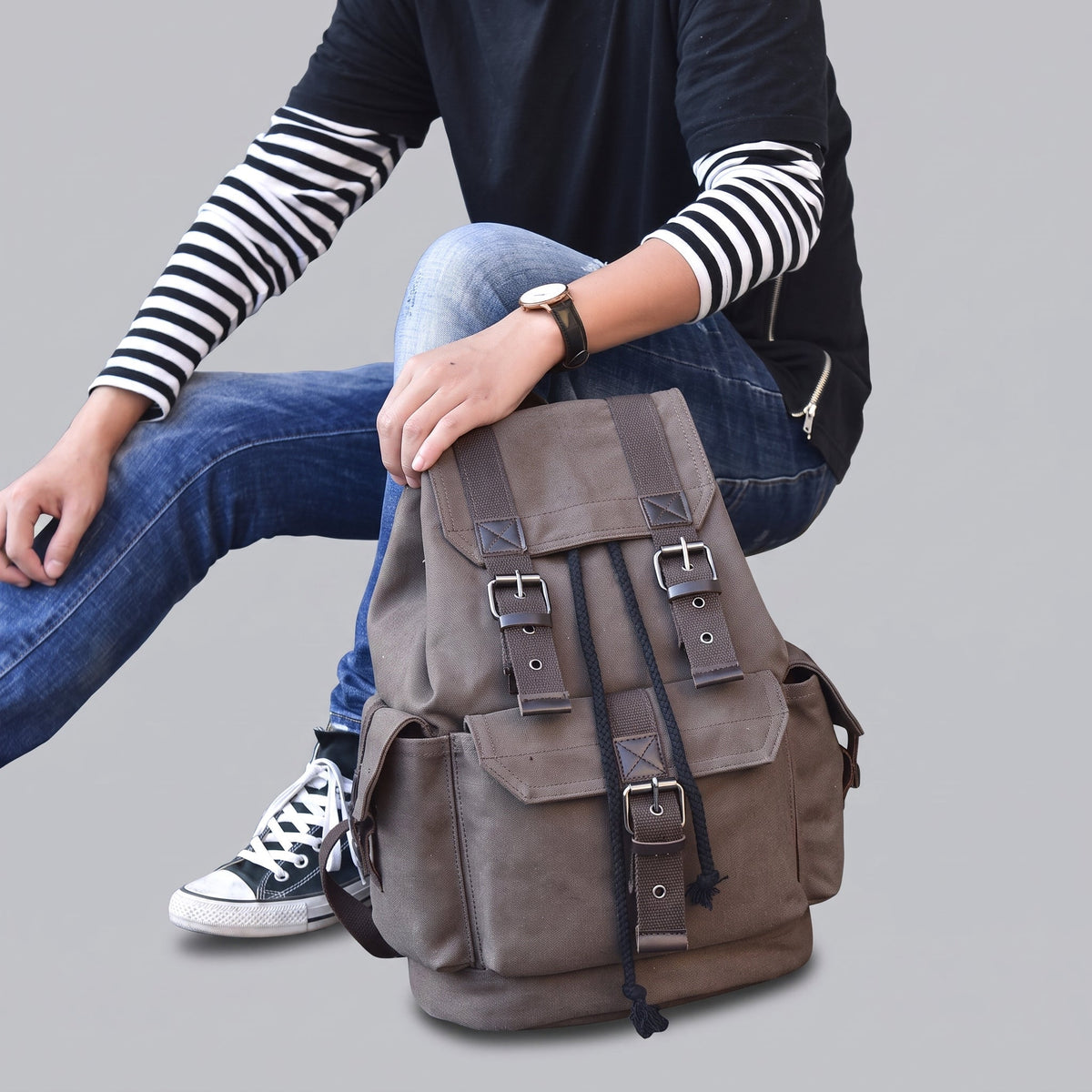 Sac à Dos Vintage - Explorer Camel – vue 2 – Yokabag
