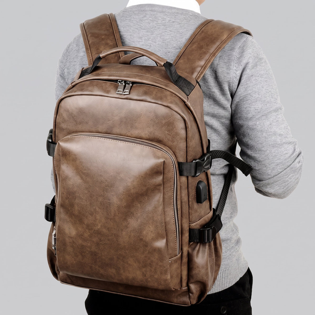 Sac à Dos Vintage Homme pour Voyage d'Affaires (USB) – vue 6 – Yokabag