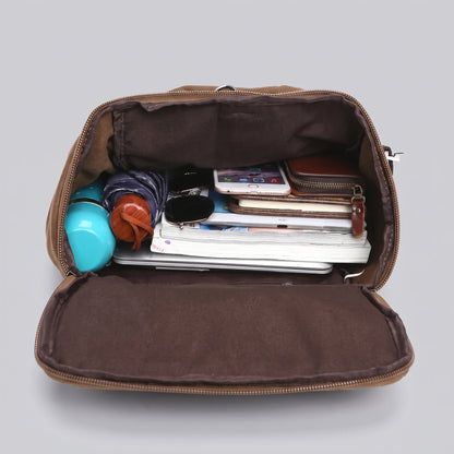 Sac à Dos Vintage Toile Canvas Convertible en Voyage Bleu Marine – vue 3 – Yokabag