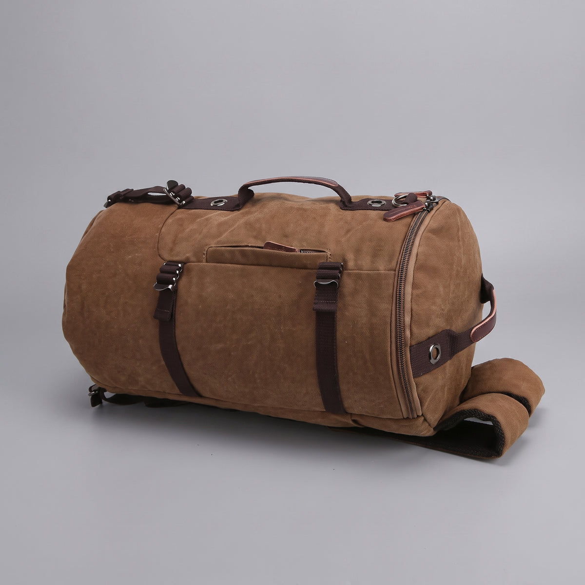 Sac à Dos Vintage Toile Canvas Convertible en Voyage Bleu Marine – vue 4 – Yokabag