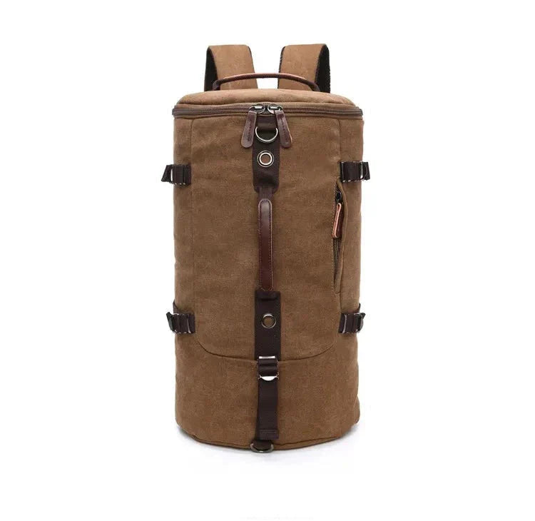 Sac à Dos Vintage Toile Canvas Convertible en Voyage Camel – vue 9 – Yokabag