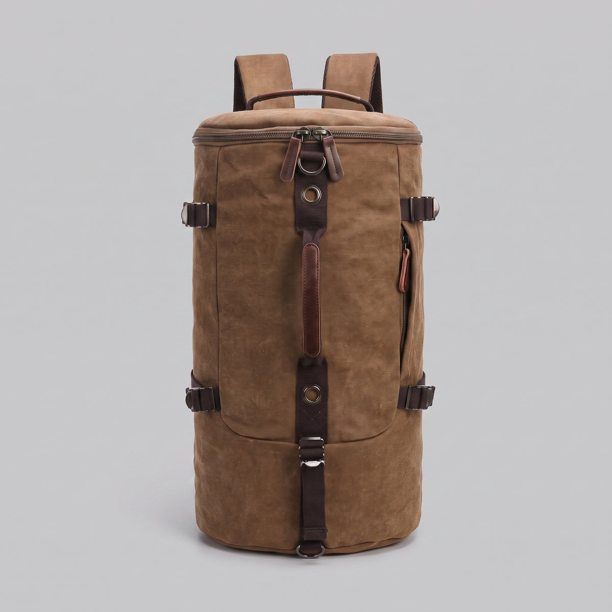 Sac à Dos Vintage Toile Canvas Convertible en Voyage Camel – vue 10 – Yokabag