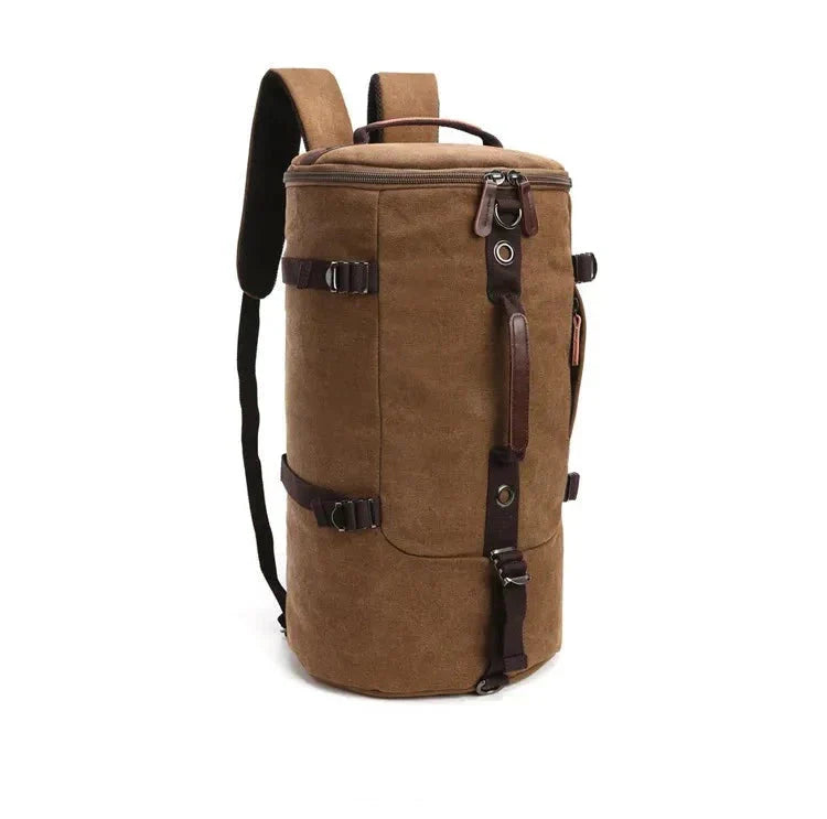 Sac à Dos Vintage Toile Canvas Convertible en Voyage Camel – vue 10 – Yokabag