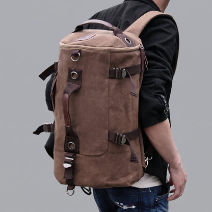 Sac à Dos Vintage Toile Canvas Convertible en Voyage Gris – vue 7 – Yokabag