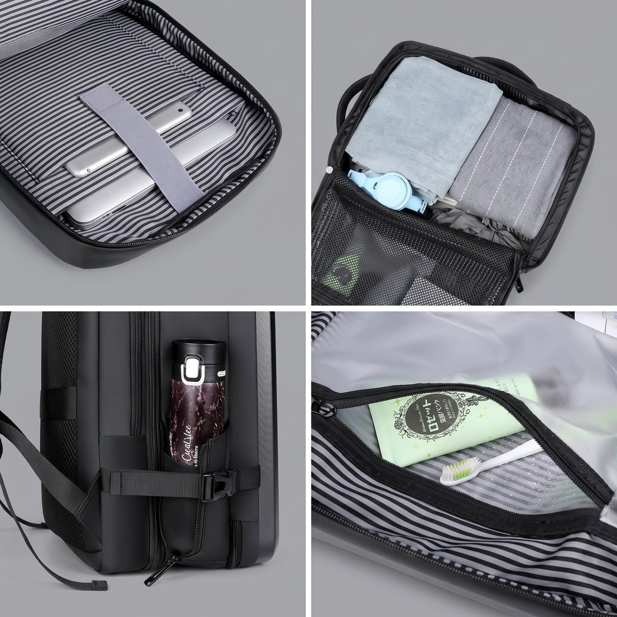 Sac à Dos Voyage Explorer - Coque Rigide Gris Clair – vue 2 – Yokabag