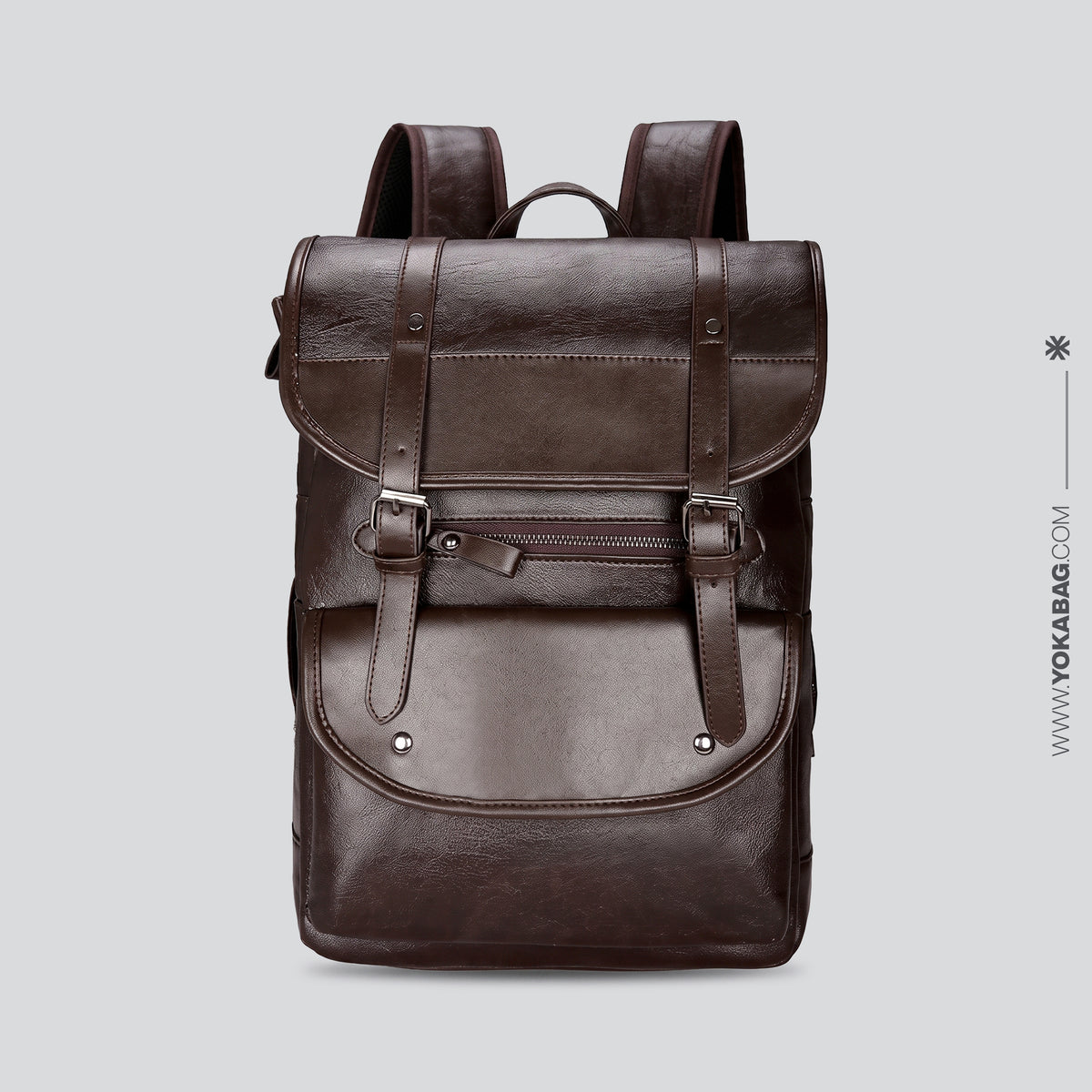 Sac à Dos de Voyage - Style Vintage Marron Foncé – vue 3 – Yokabag