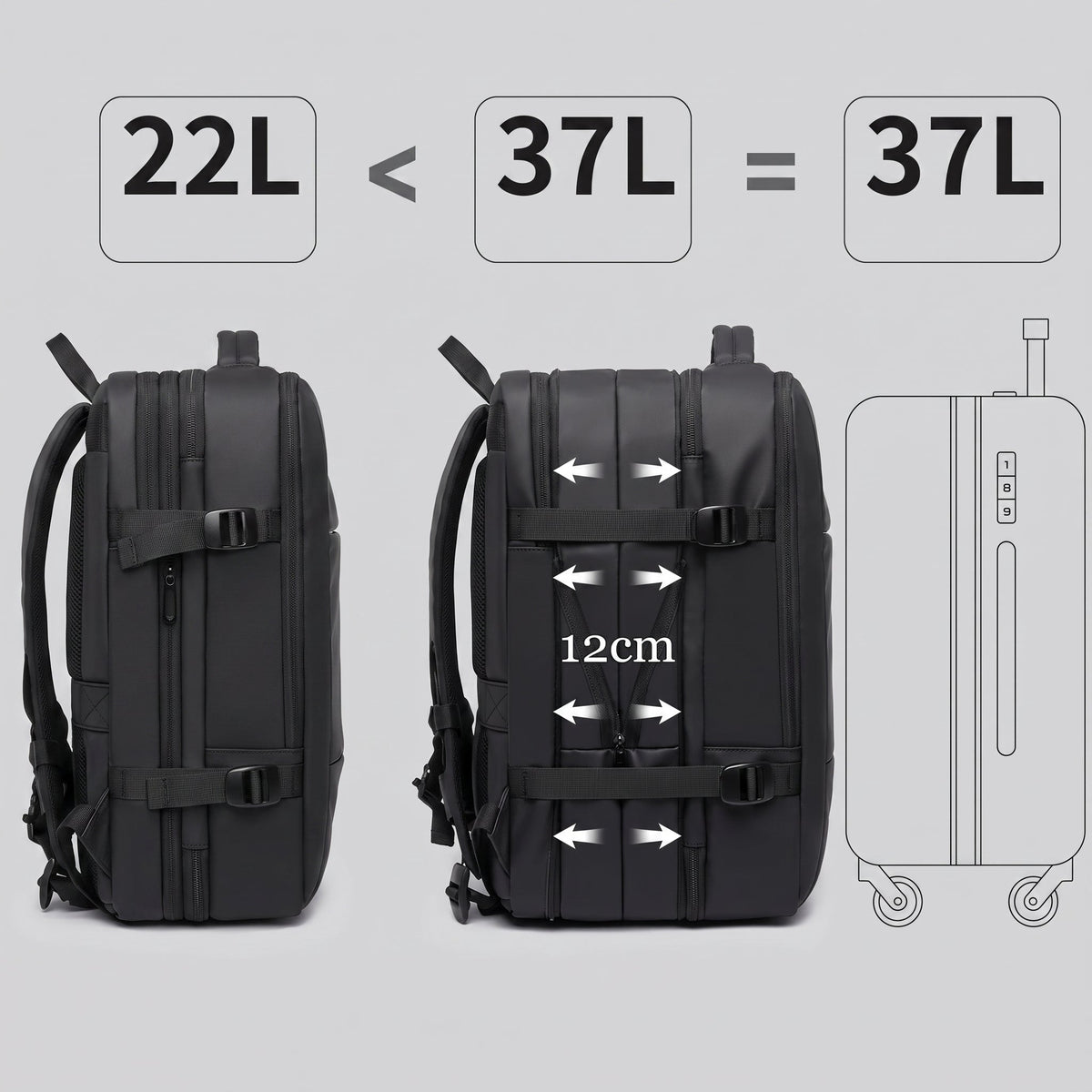 Sac à Dos de Voyage en Cabine Avion – vue 4 – Yokabag