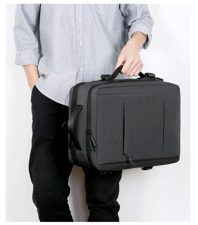 Sac à Dos Voyage Cabine Avion Extensible avec USB Gris – vue 3 – Yokabag