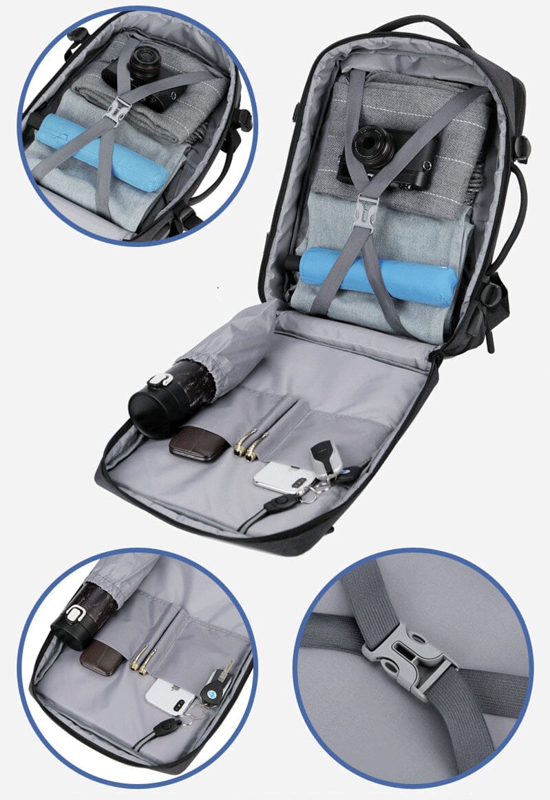 Sac à Dos Voyage Cabine Avion Extensible avec USB – vue 7 – Yokabag